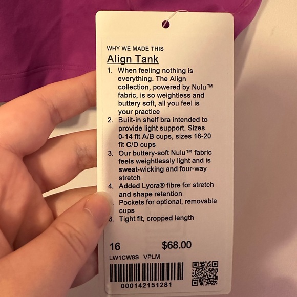 Lululemon Align tank size 16 in Vivid Plum BNWT!! - Picture 3 of 3